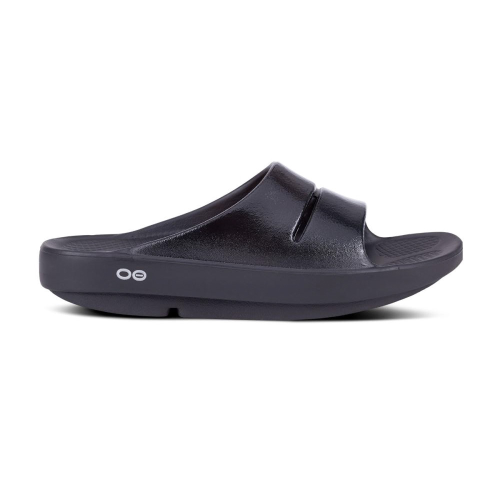 OOFOS OOahh Luxe Papucs Sandal Fekete | 51WR4EG