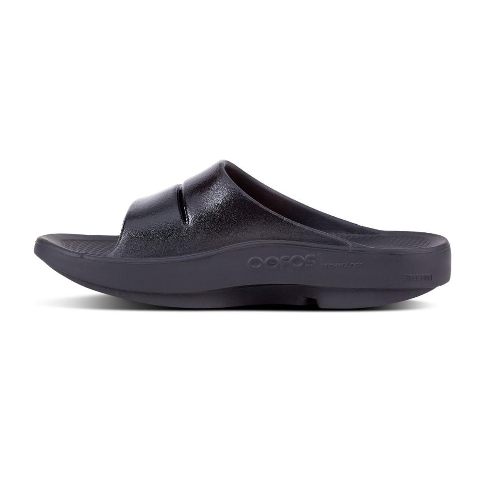 OOFOS OOahh Luxe Papucs Sandal Fekete | 51WR4EG