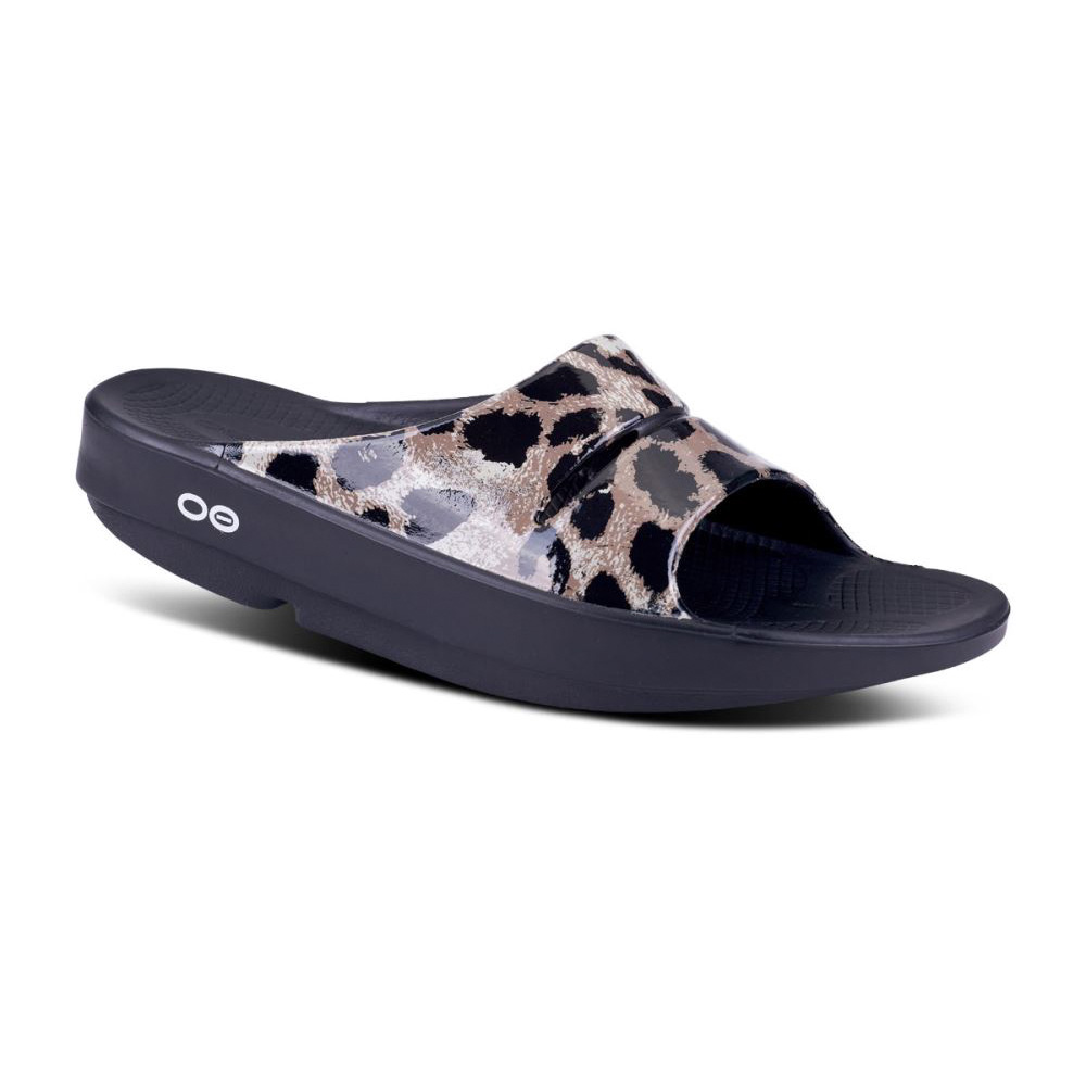 OOFOS OOahh Luxe Papucs Sandal Fekete | EJNYM51