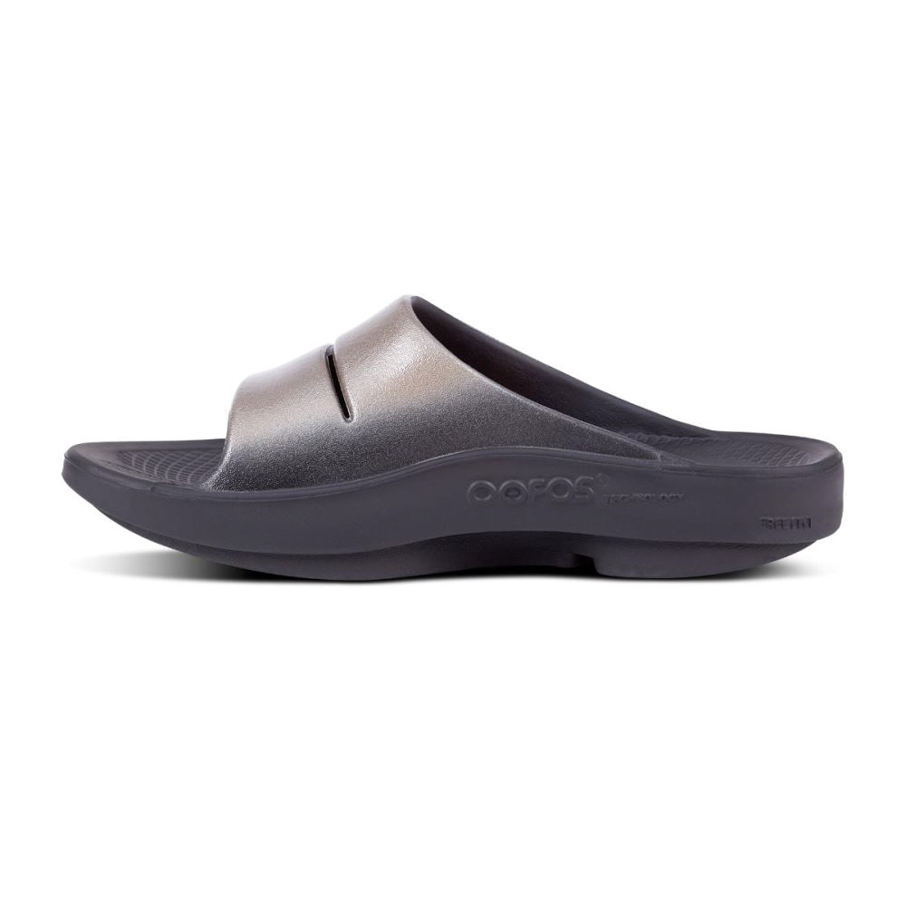 OOFOS OOahh Luxe Papucs Sandal Fekete | OCDGD4M