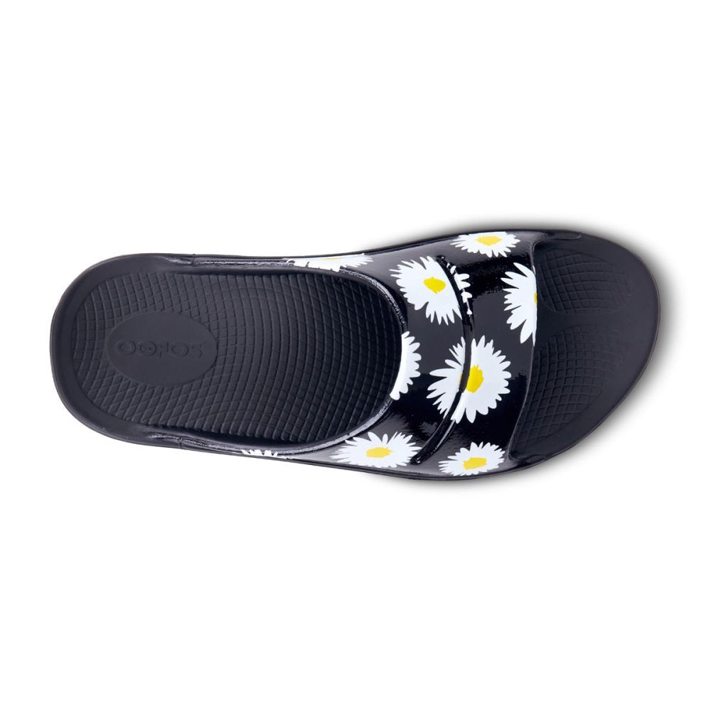 OOFOS OOahh Luxe Papucs Sandal Fekete | QKBACMO