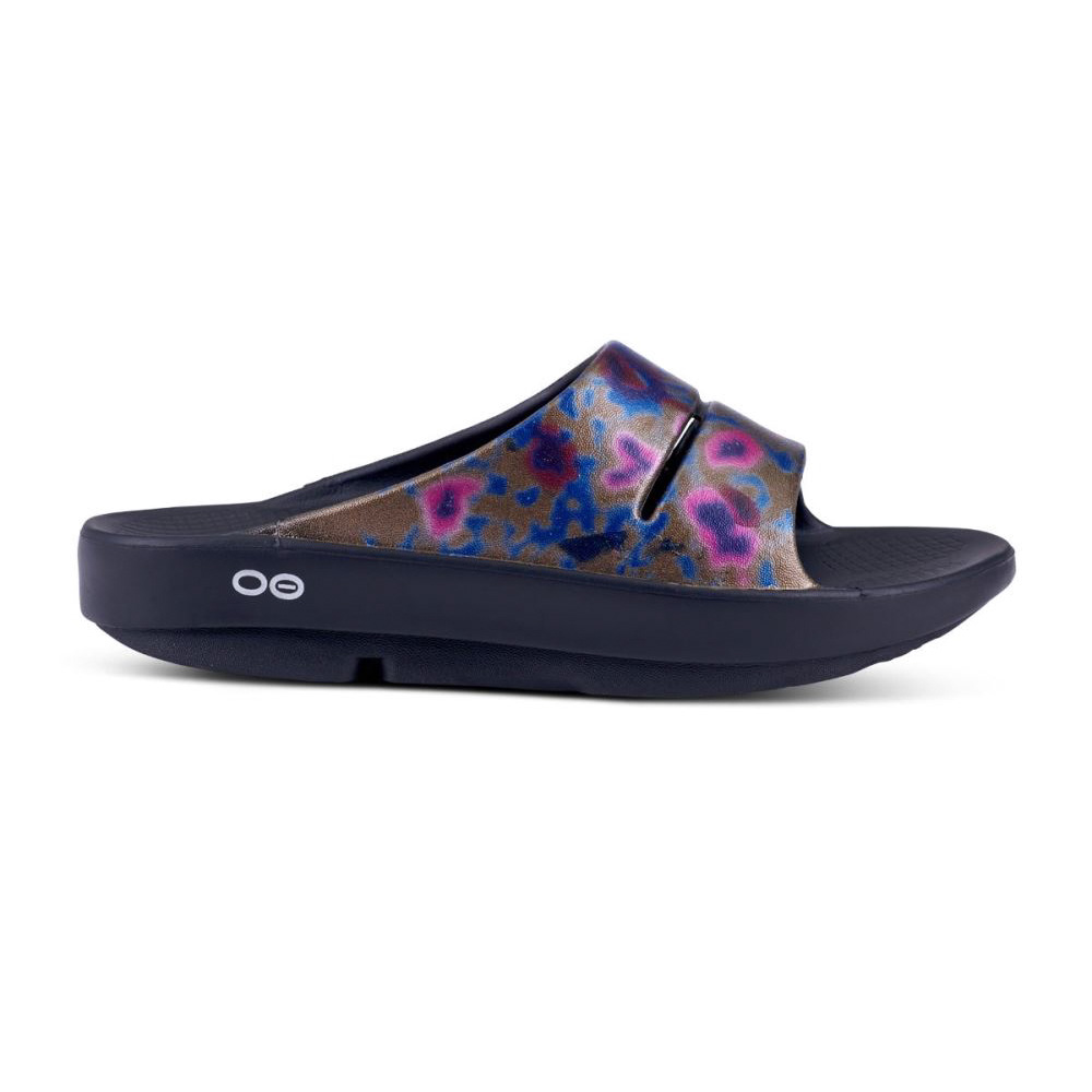 OOFOS OOahh Luxe Papucs Sandal Fekete | X36S7ZQ