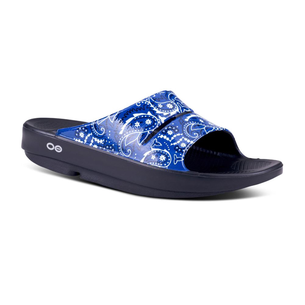 OOFOS OOahh Luxe Papucs Sandal Kék | 6JQUVGD