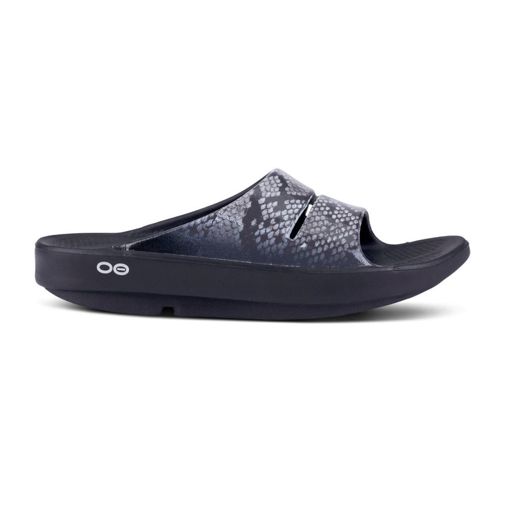 OOFOS OOahh Luxe Papucs Sandal Kígyóbőr | S3JYOUL