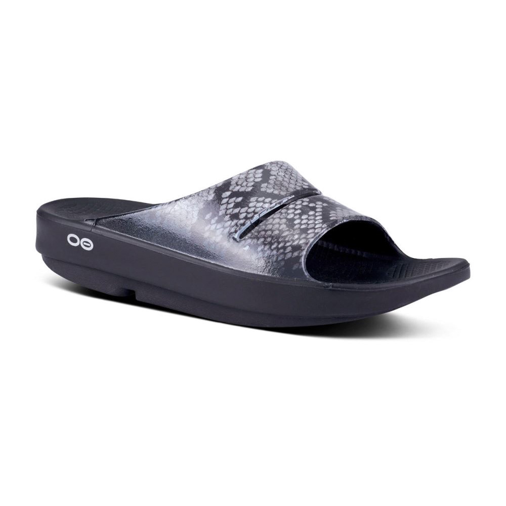 OOFOS OOahh Luxe Papucs Sandal Kígyóbőr | S3JYOUL