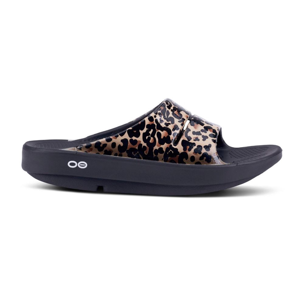 OOFOS OOahh Luxe Papucs Sandal Leopárd | X318GFQ