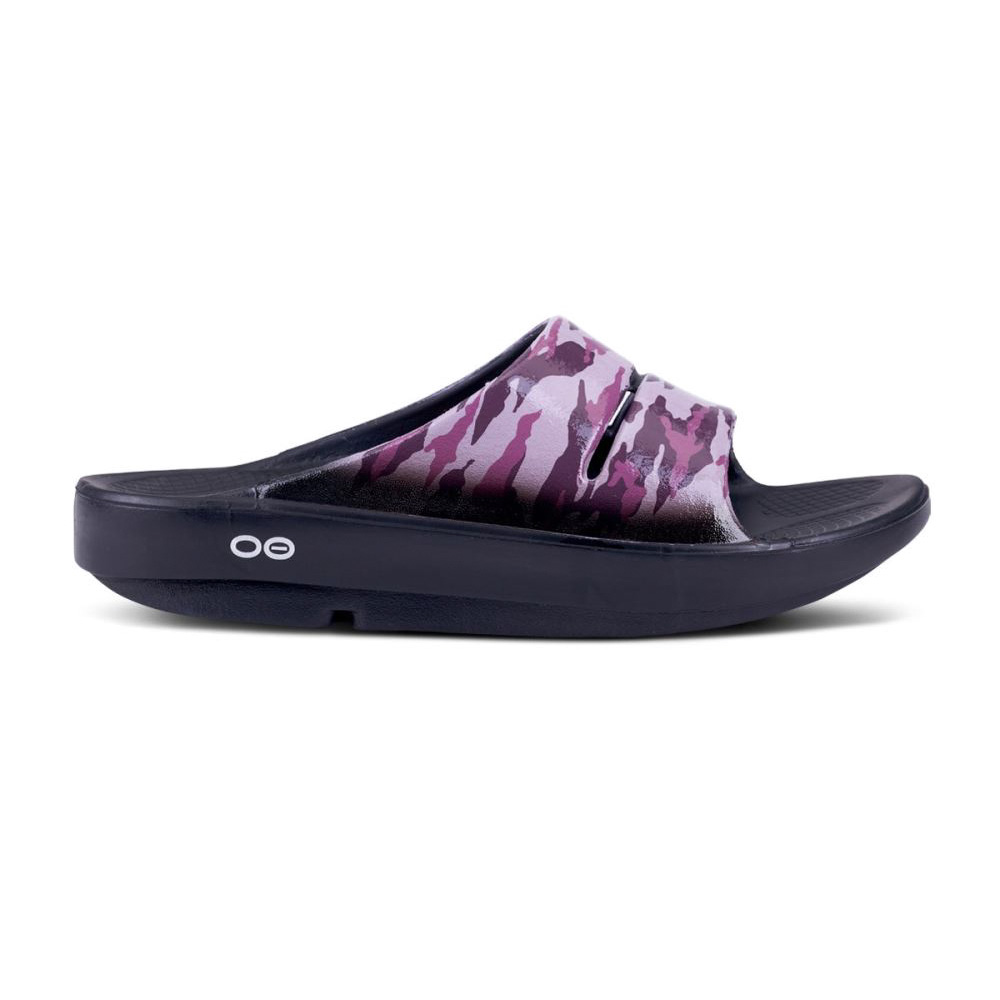 OOFOS OOahh Luxe Papucs Sandal Lila Camo | UUAH17G