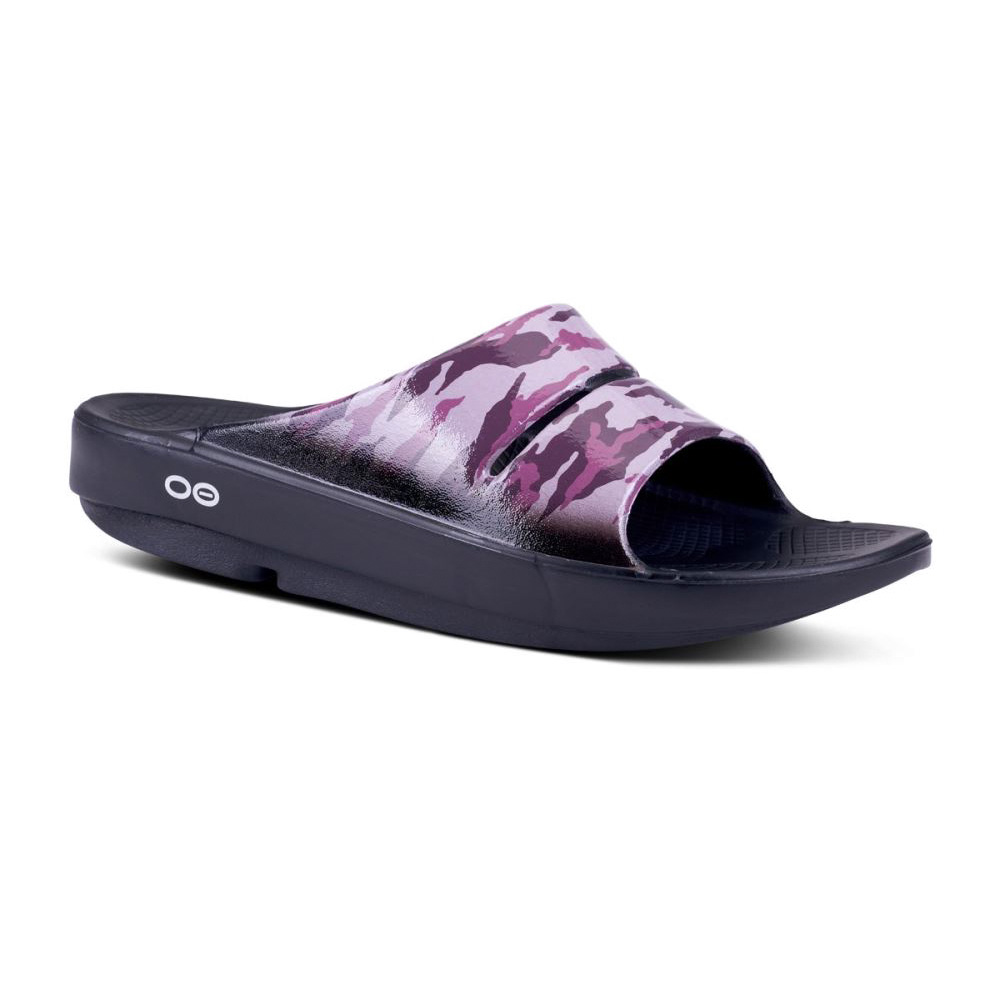 OOFOS OOahh Luxe Papucs Sandal Lila Camo | UUAH17G