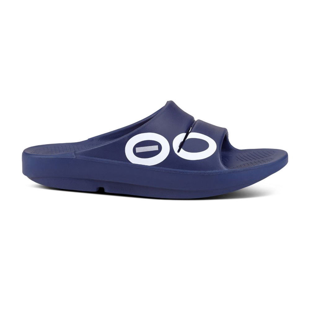 OOFOS OOahh Sport Papucs Sandal Sötétkék Fehér | 5248QNC