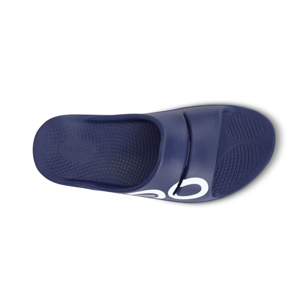 OOFOS OOahh Sport Papucs Sandal Sötétkék Fehér | 5248QNC