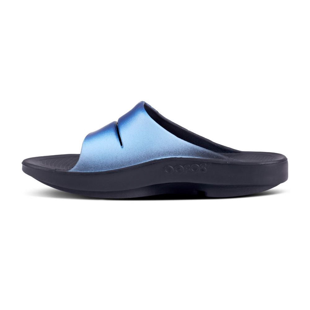 OOFOS OOahh Sport Papucs Sandal Világos Kék Fekete | FHTY7Y1