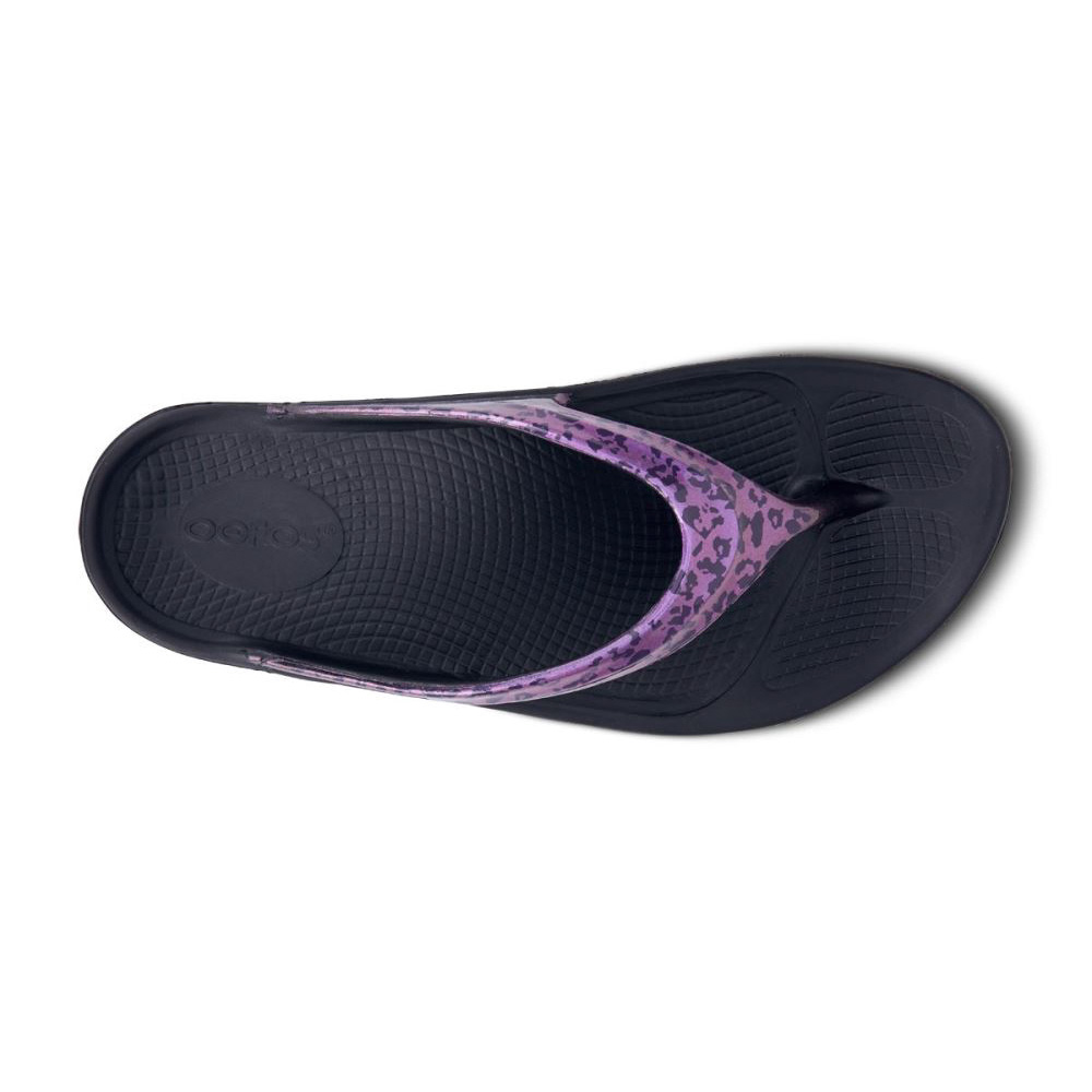 OOFOS OOlala Limited Sandal Lila Leopárd | 3TC7Y9K