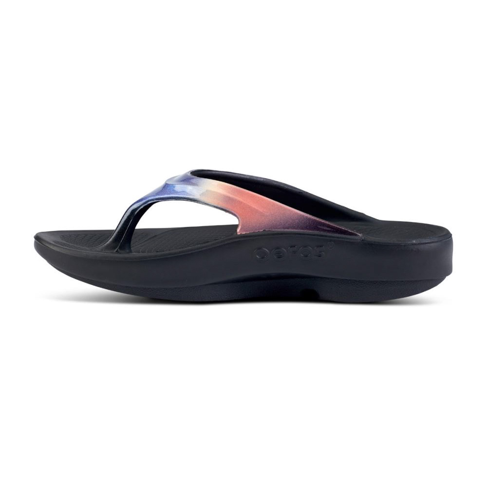 OOFOS OOlala Luxe Sandal Fekete | PKNZTA3