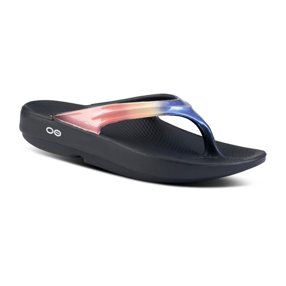 OOFOS OOlala Luxe Sandal Fekete | PKNZTA3