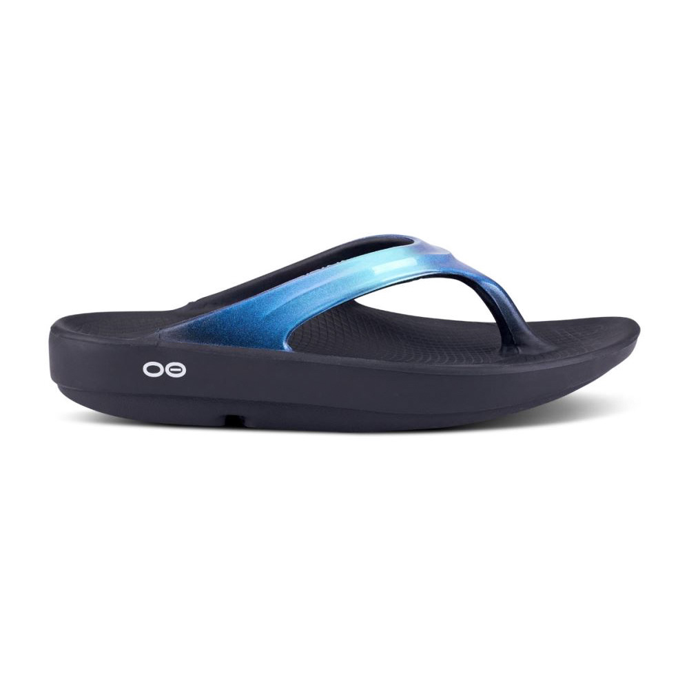 OOFOS OOlala Luxe Sandal Világos Kék Fekete | OHNC36L