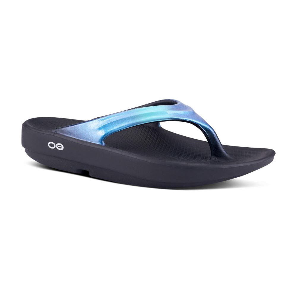 OOFOS OOlala Luxe Sandal Világos Kék Fekete | OHNC36L