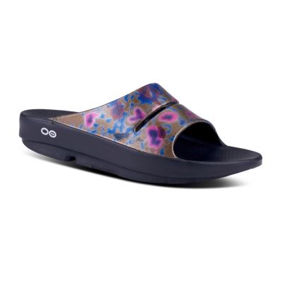 OOFOS OOahh Luxe Papucs Sandal Fekete | X36S7ZQ