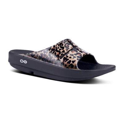 OOFOS OOahh Luxe Papucs Sandal Leopárd | X318GFQ