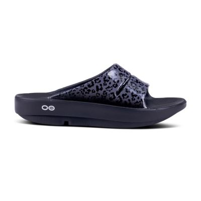 OOFOS OOahh Luxe Papucs Sandal Szürke Leopárd | 1GXICI8