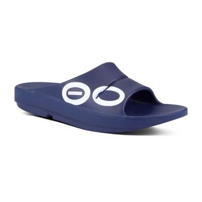 OOFOS OOahh Sport Papucs Sandal Sötétkék Fehér | 5248QNC