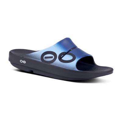 OOFOS OOahh Sport Papucs Sandal Világos Kék Fekete | FHTY7Y1